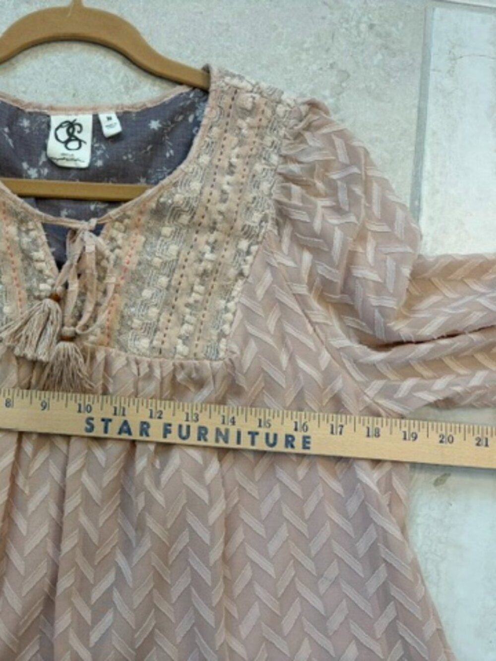 Anthropologie One September Blush Pink Chevron Jacquard Mini Dress Medium - Picture 10 of 12
